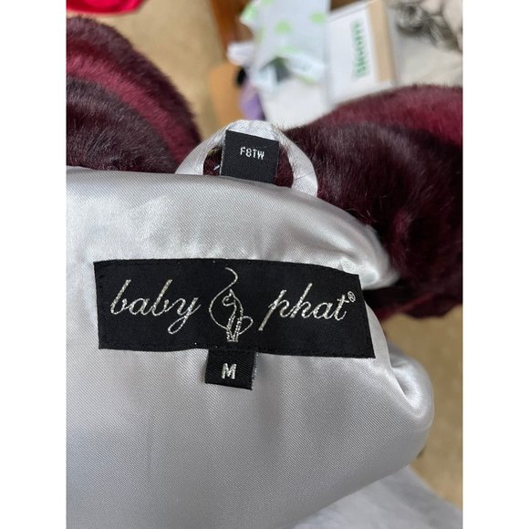 Vintage Baby Phat Faux Fur Vest Dark Red/Black Women's Size Medium Y2K - Picture 9 of 10